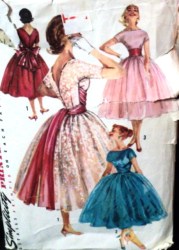 1795 Simplicity LOVELY 1956 FLARE DRESS LENGTHS, OVERSKIRTS, CUMMERBUND PATTERN Jr 11 31.5B